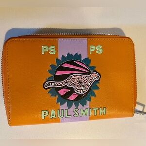 Paul Smith PS Orange Wallet with Cheetah Motif